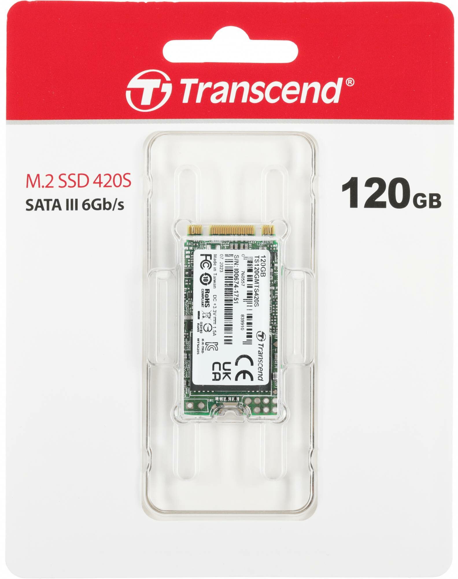 M.2 Transcend MTS420 120Gb (TS120GMTS420S) - фото №4