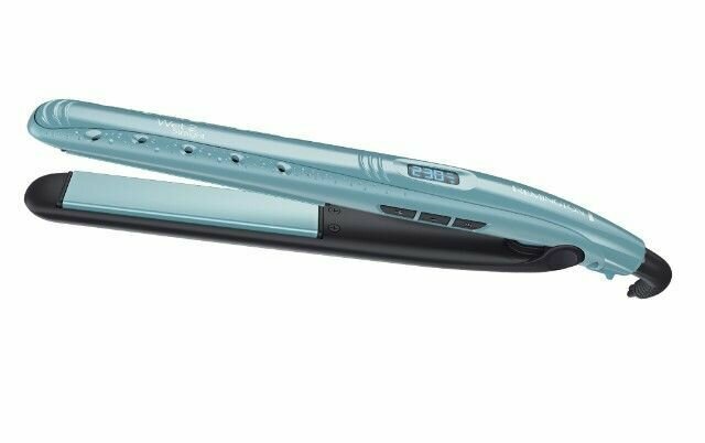 Выпрямитель для волос Remington Wet2Straight S7300, пластины из керамики, цифровой дисплей, 10 настроек температуры, нагрев за 15 секунд, блокировка кнопок, голубой/черный