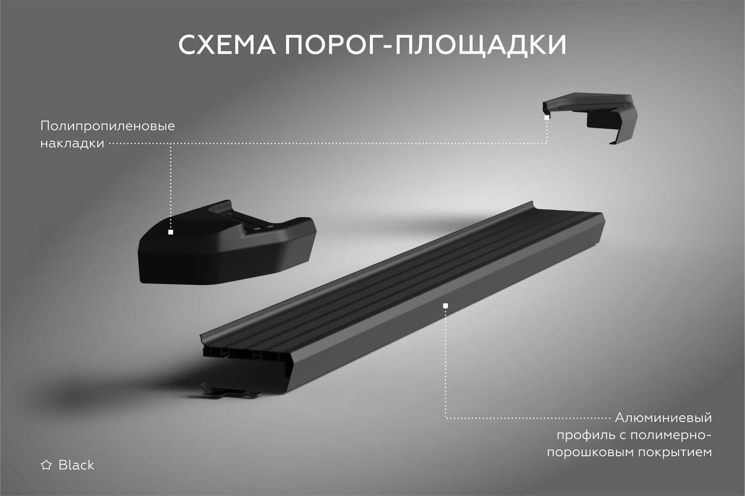 Пороги-площадки RIVAL Black F180ALB57061