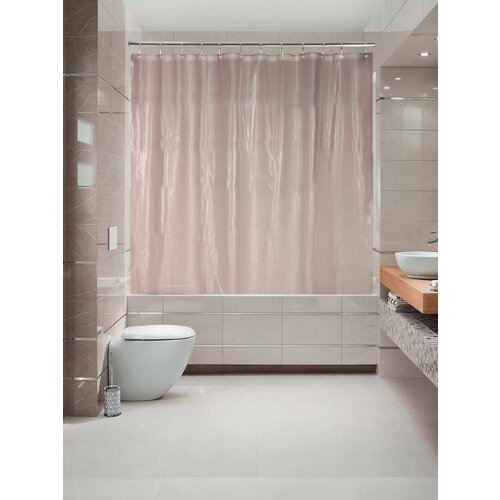 Штора для ванной светло-коричневая 180х180 см с кольцами шторка для душа водоотталкивающая ivi home 499₽