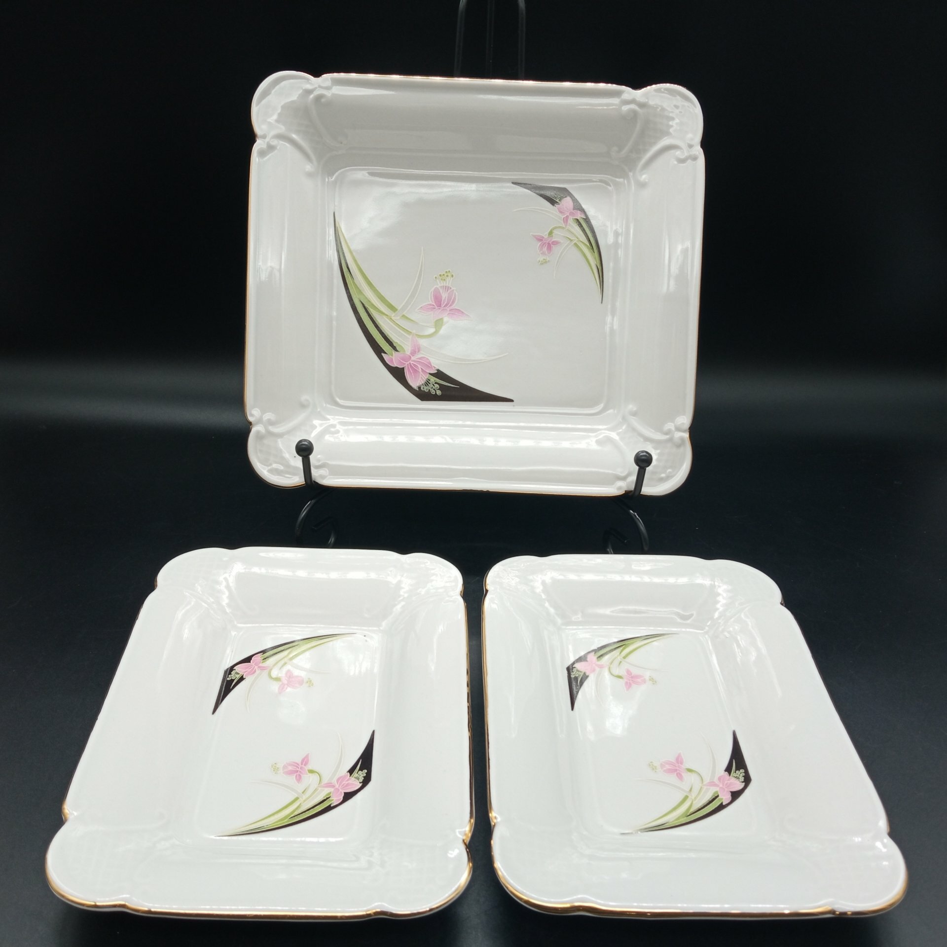 фото Набор из трех блюд, фарфор, золочение, Коростенский фарфоровый завод (КФЗ)