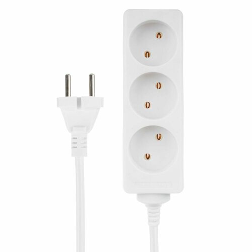 FORZA Удлинитель 3 гнезда сеч провода 075 кв мм 3м евророзетка 6A макс мощность1500Вт 269₽