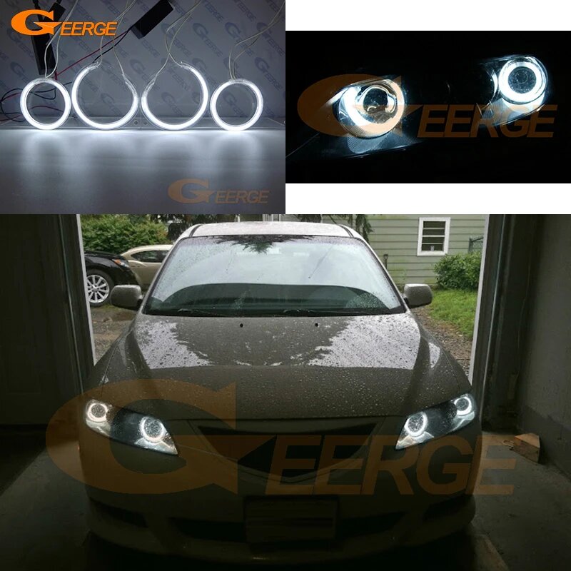 Для Mazda 6 Mazda6 Mazdaspeed 6 MS6 Atenza GG 2002-2008 Отличный ультра яркий комплект CCFL с ангельскими глазами и кольцами Halo, For GG Headlight — фото 1