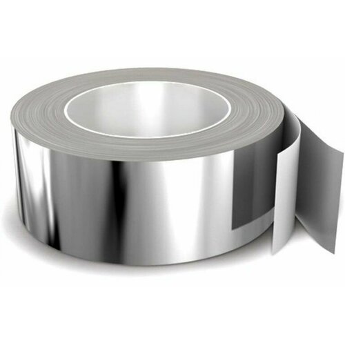 Скотч алюминиевый 48 мм, 50 метров. Термостойкий, влагостойкий. Руфизол