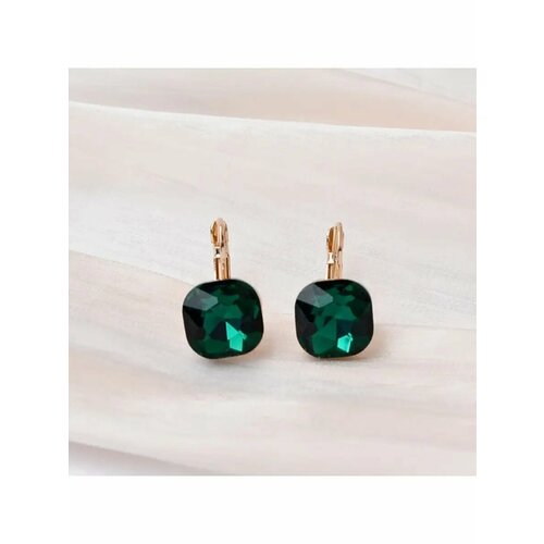 фото Серьги конго, пусеты, фианит, золотой, зеленый be self true jewel