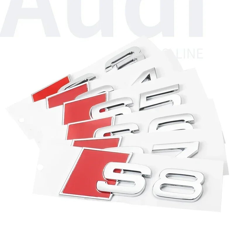 1 шт. 3D ABS цифры буквы S3 S4 S5 S6 S7 S8 эмблема для Audi S серии автомобильное крыло багажник задний логотип наклейка черный/серебристый стиль, Silver S5 — фото 1