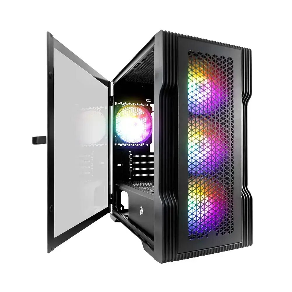 Корпус для компьютера 1STPLAYER Корпус TRILOBITE T3 Black / mATX, TG / 4x 120mm LED fans inc. / T3-BK-4F1