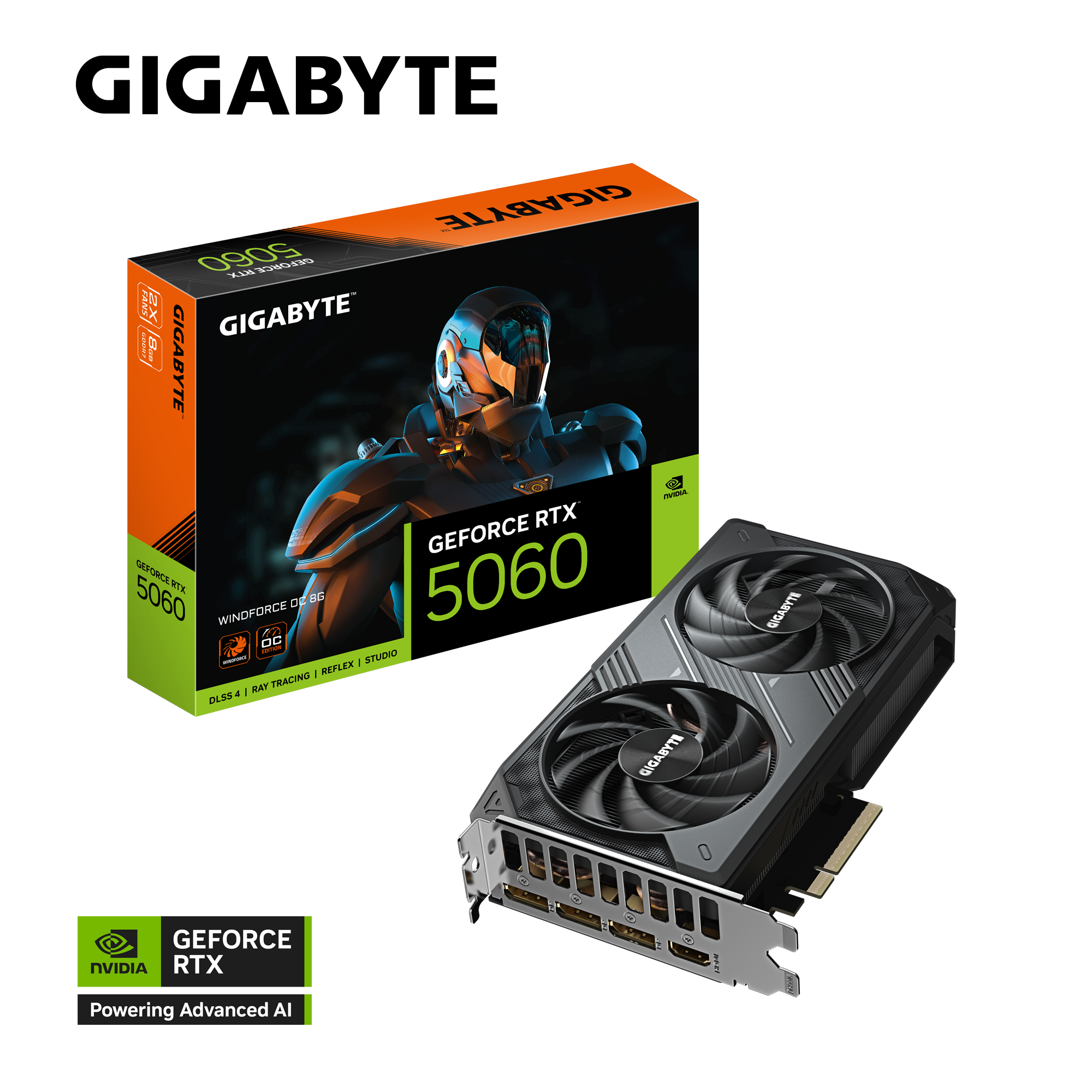 Видеокарта GIGABYTE GeForce RTX 5060 WINDFORCE OC 8GB (GV-N5060WF2OC-8GD)