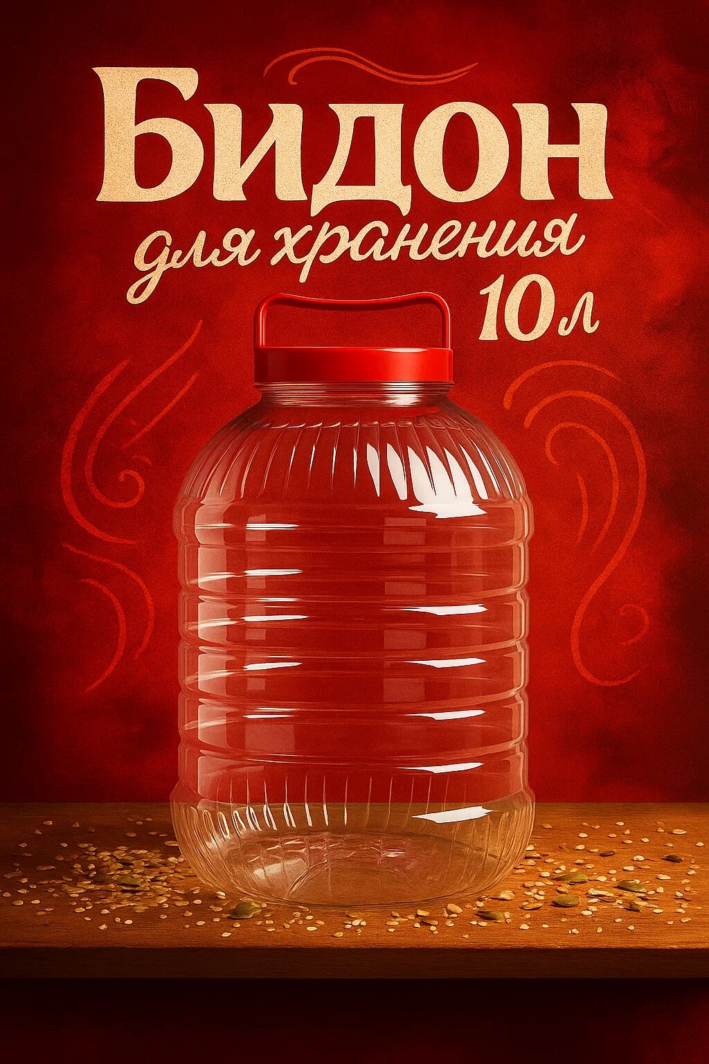 Бидон Альтернатива ПЭТ 10л с крышкой прозрачный герметичный пластик