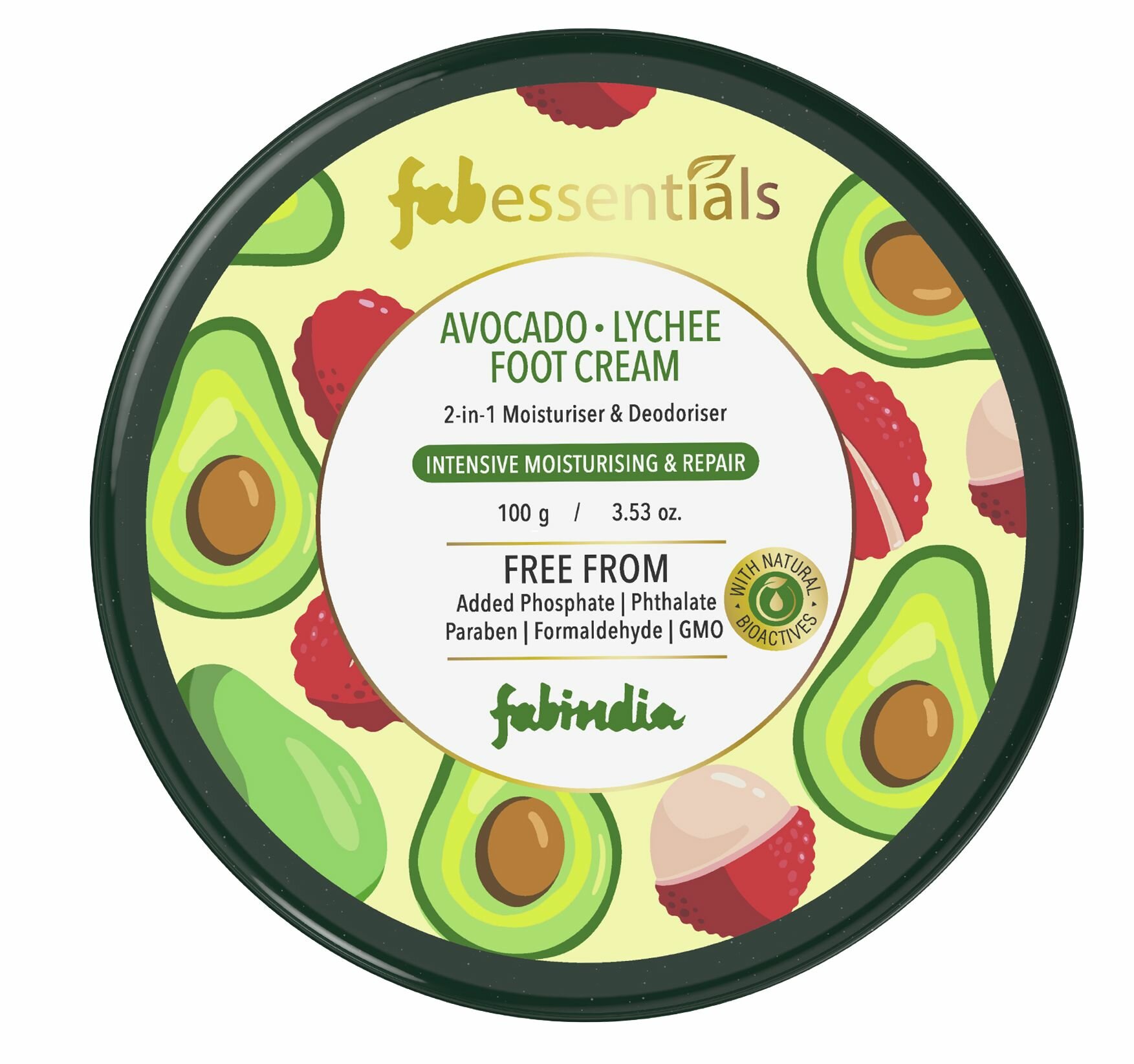 Крем для ног авокадо & личи Fabessentials Foot Cream 100 г — фото 1