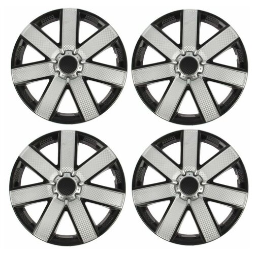 Колпаки колесные R16 галакси серебристо-черный карбон набор 4 шт 2812₽