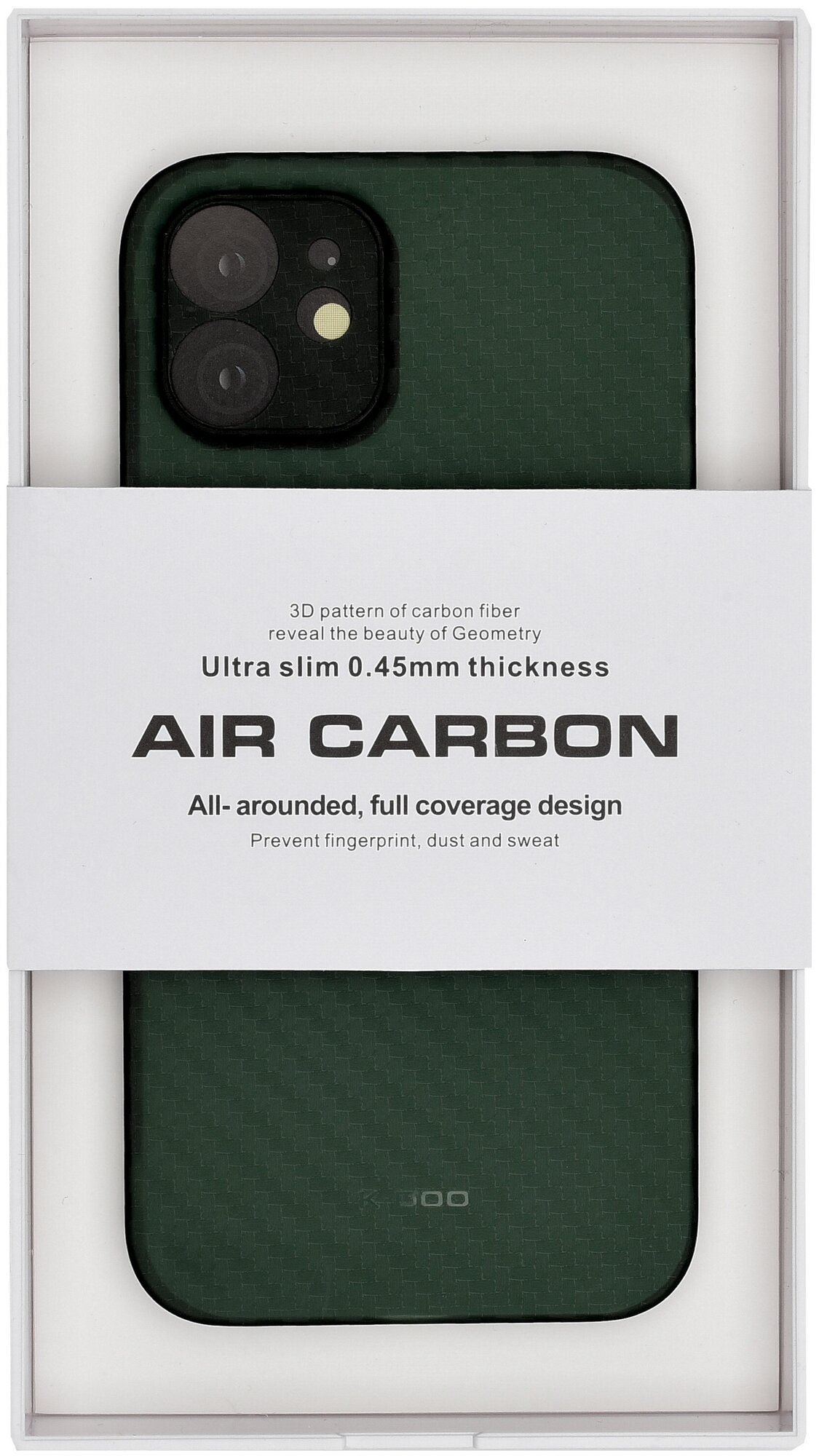 Чехол для iPhone 12 AIR Carbon-Зелёный