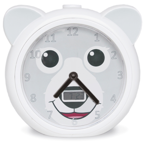 фото Zazu часы- будильник для тренировки сна медвежонок бобби (bobby) белый 3+