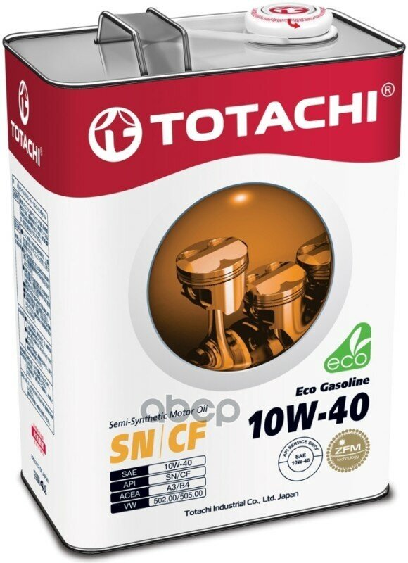 TOTACHI Масло Моторное Totachi Eco Gasoline Полусинтетическое 10W-40 Cf/Sn 4Л.