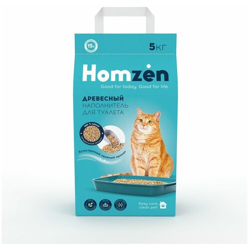 Наполнитель для кошачьего туалета Homzen древесный 15л наполнитель для кошачьего туалета homzen впитывающий 5л 3шт