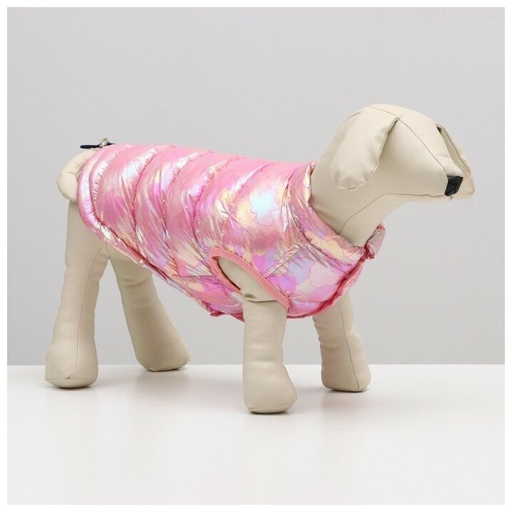 FlashMe Куртка для собак двухсторонняя с утяжкой, размер 16 (ДС 36 см, ОГ 46 см,ОШ 35 см),розовая - фотография № 1