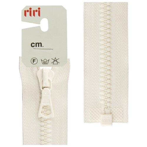 фото Молния riri тракторная разъёмная 1 замок, 6 мм, 60 cм, цвет 2111, бело-бежевый светлый