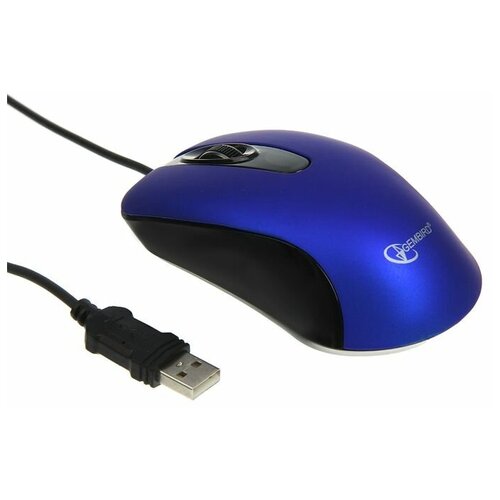 Мышь Gembird MOP-400 проводная оптическая бесшумная 1000 dpi USB чёрно-синяя 380000₽
