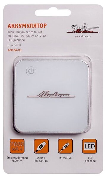 Внешний аккумуляторм Airline Power Bank APB-08-03 7800mAh - фото №2