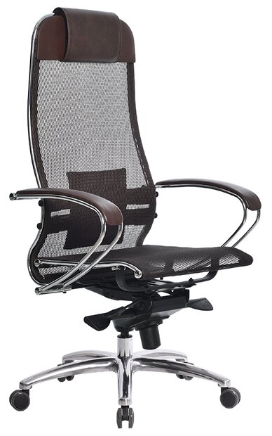 Кресло офисное метта "SAMURAI" S-1, сверхпрочная ткань-сетка, темно-коричневое 531527