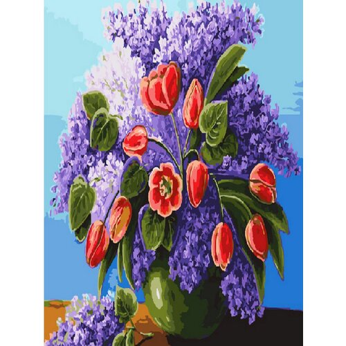 Картина по номерам Сирень и тюльпаны 40х50 см Hobby Home