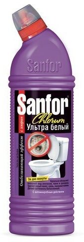 Чистящее средство 750 г, SANFOR Chlorum (Санфор Хлорный), мгновенное отбеливание, гель, 1880