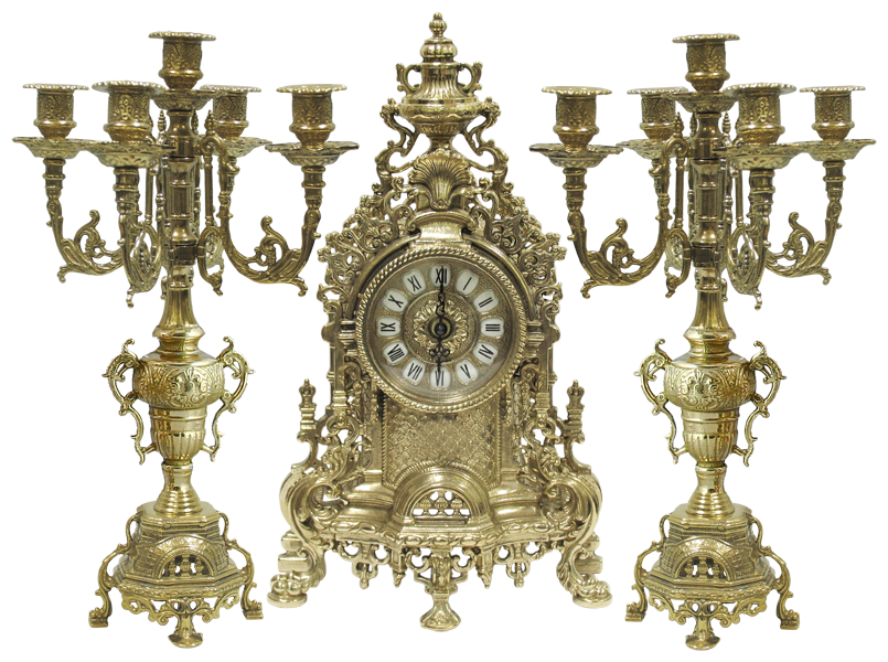 Часы каминные с канделябрами Королевское Барокко