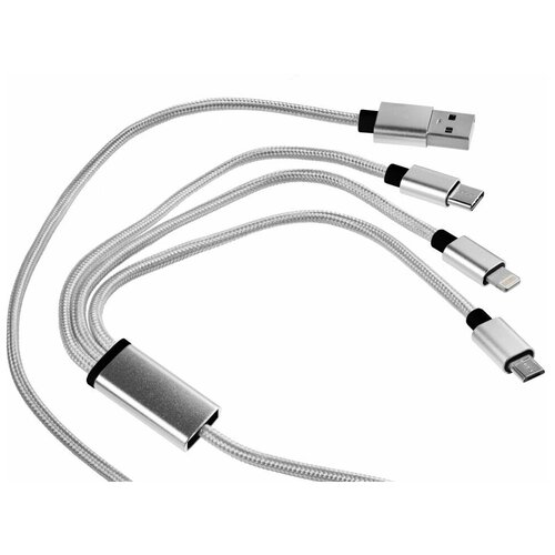Кабель зарядка для iphone usb micro usb type c телефона Triple Charge в футляре