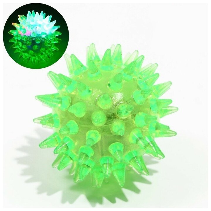 Мяч-мини для кошек Пижон светящийся, TPR, 3,5 см, зеленый
