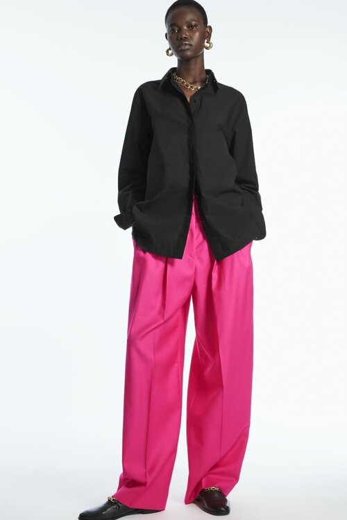 Элегантные шерстяные брюки С широкими штангами - розовый - 36