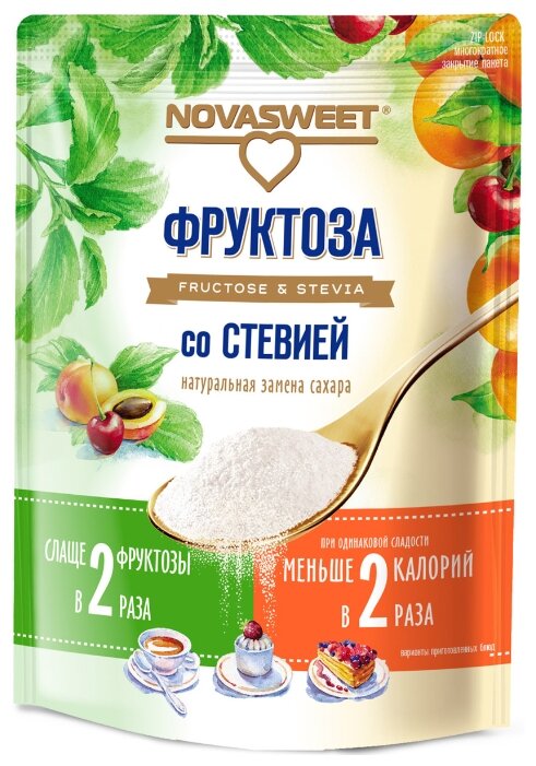 Novasweet Фруктоза со cтевией по 250 гр