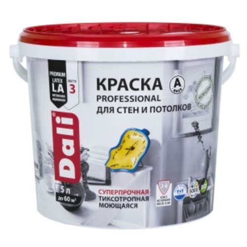 DALI PROFESSIONAL краска для стен и потолков, тиксотропная, моющаяся , вес:0.9 л , блеск: глубокоматовая , цвет: белый Рогнеда DALIPROFESSIONAL краска акриловая латексная dali для кухни и ванной влагостойкая моющаяся глубокоматовая белый 1 кг