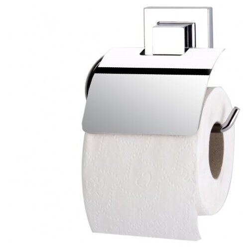 фото Держатель туалетной бумаги с крышкой ef238 самоклеящийся хром tekno-tel
