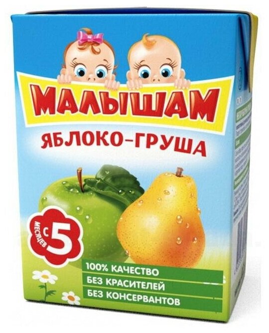 Нектар малышам Яблоко-груша неосветленный, с 5 месяцев, 200мл