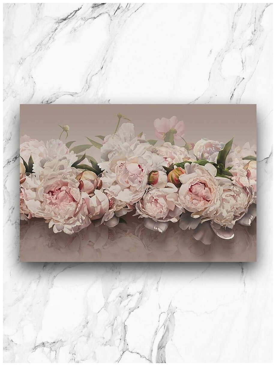 Картина для интерьера на холсте 40х60 см / Нежно розовые пионы