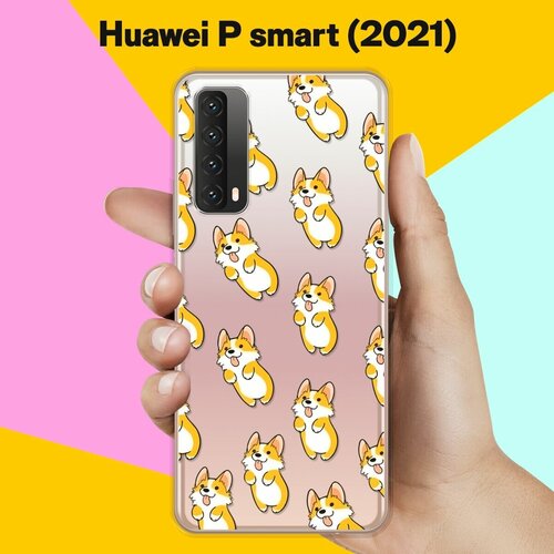 Силиконовый чехол Узор из корги на Huawei P Smart 2021 силиконовый чехол корги в масках на huawei p smart 2021