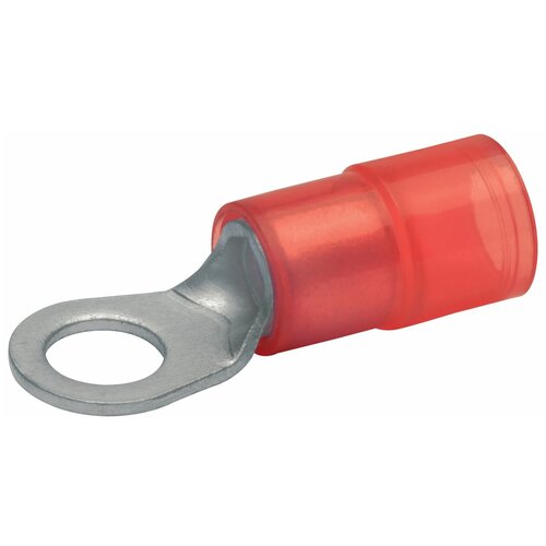 6528 Наконечник KLAUKE кольцевой 10мм2 из листовой меди под болт М8 с изолирующей манжетой из ПА цвет красный лужёный