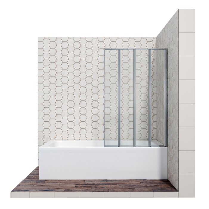 Стеклянная шторка для ванной со складывающимися во внутрь дверями Ambassador Bath Screen 16041110R: правосторонняя ширма для ванны 90 см