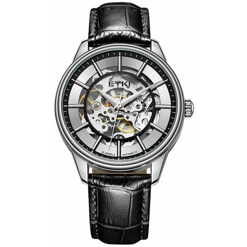 фото Наручные часы eyki мужские часы с автоподзаводом eyki e7026l-dz8why, черный, серебряный