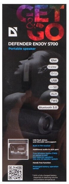 Колонки DEFENDER ENJOY S700 1.0 bluetooth синий,10Вт, BT/FM/TF/USB/AUX - фото №15