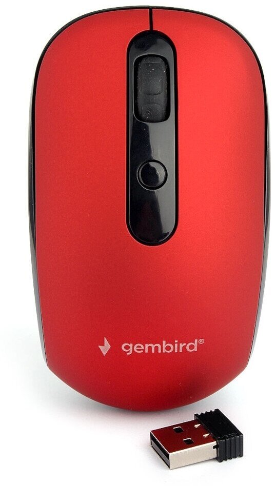 Мышь беспров. Gembird MUSW-355-R, красная, бесшумный клик, soft touch, 1600dpi