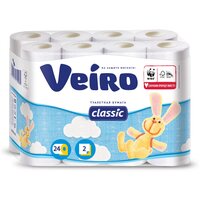 Туалетная бумага Veiro Classic белая двухслойная 24 рул.
