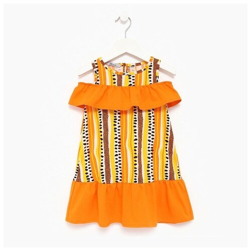 Платье для девочки, цвет светло-бежевый/оранжевый, рост 104 см
