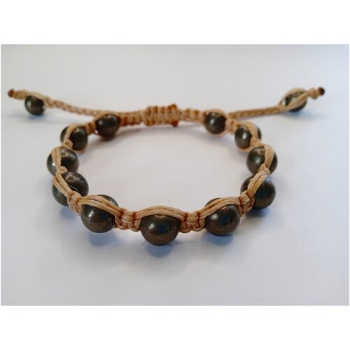 Браслет, пирит, размер one size, бежевый