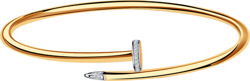 Жесткий браслет Diamant online, золото, 585 проба, фианит, длина 16 см.
