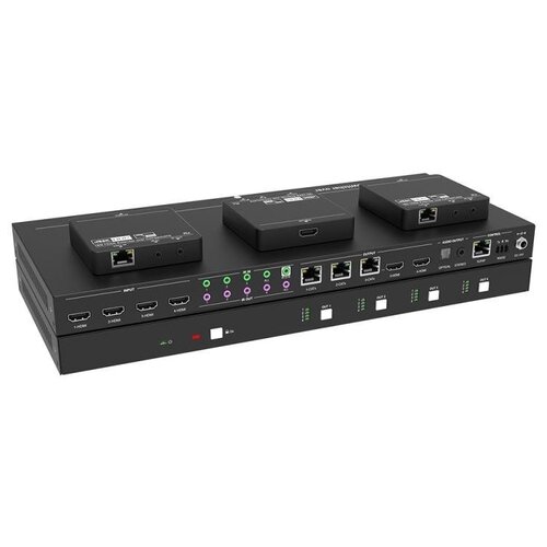 AV-BOX NPG-MX44E-H2 KIT Матричный коммутатор 18G HDMI 2.0 4*4 с 3 удлинителями видеосигнала до 70 м.