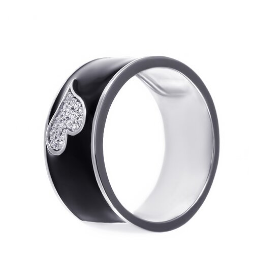 фото Element47 широкое ювелирное кольцо из серебра 925 пробы с кубическим цирконием и эмалью ml12521a_ko_enam_001_wg, размер 17.5