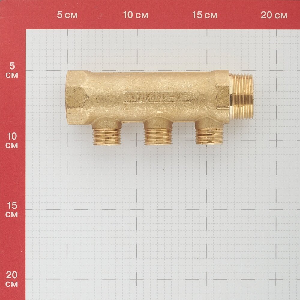 Коллектор Tiemme (1910007) 1 ВР(г) х 3 выхода 1/2 НР(ш) ЕК х 1 НР(ш)