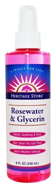 Heritage Лосьон Rosewater & Glycerin в спрее, 240 мл