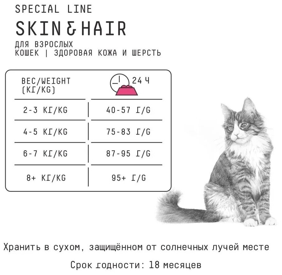 Сухой корм AJO Cat Skin & Hair для кошек здоровая кожа и красивая шерсть 0,4 кг - фотография № 3